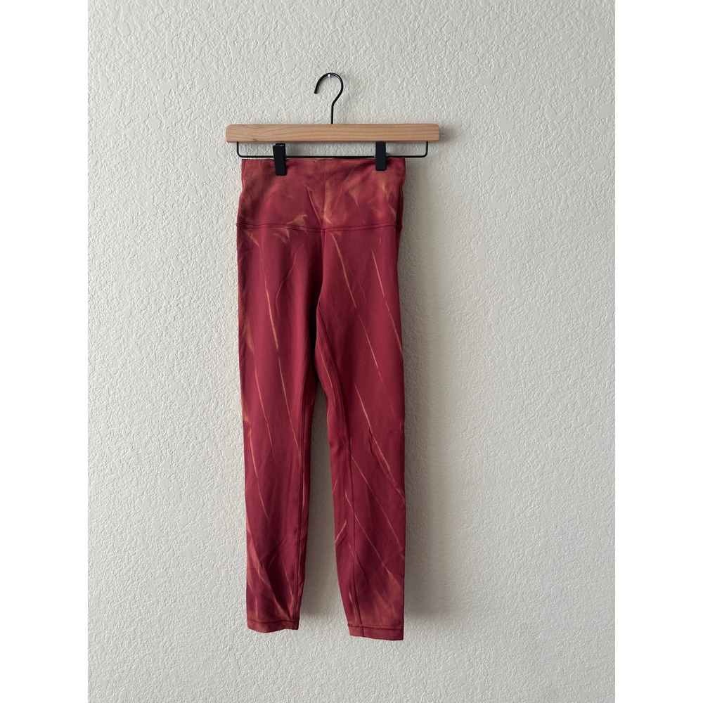 Lululemon Wunder Train Leggings High Rise Red Copper Diamond Dye Size 4 Yoga Gym